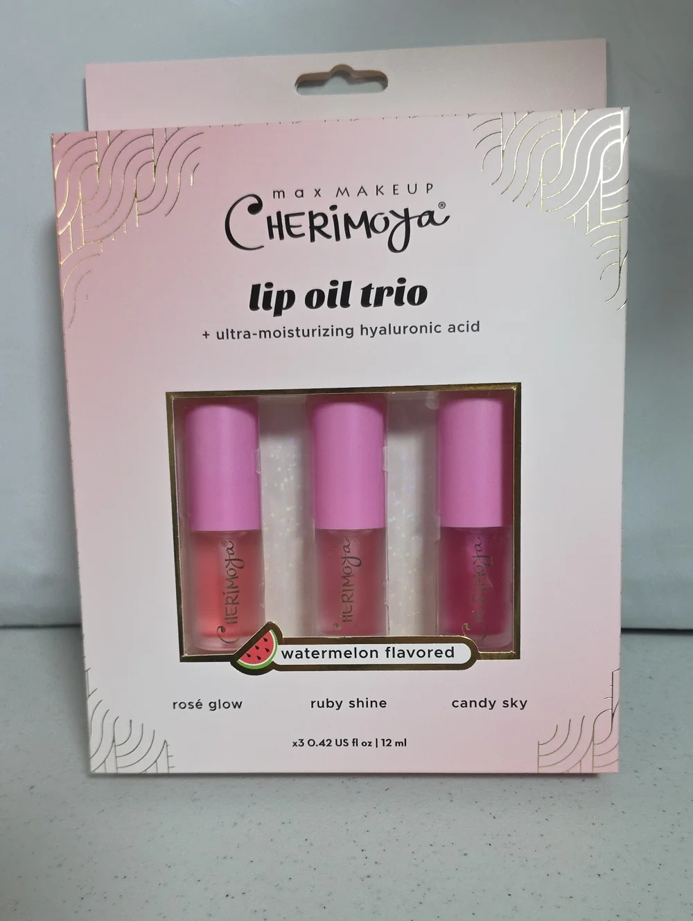 Lip Oil Trio - Pink Hydrating Lip Oils (Rosé Glow, Ruby‎ Shine, Candy Sky)